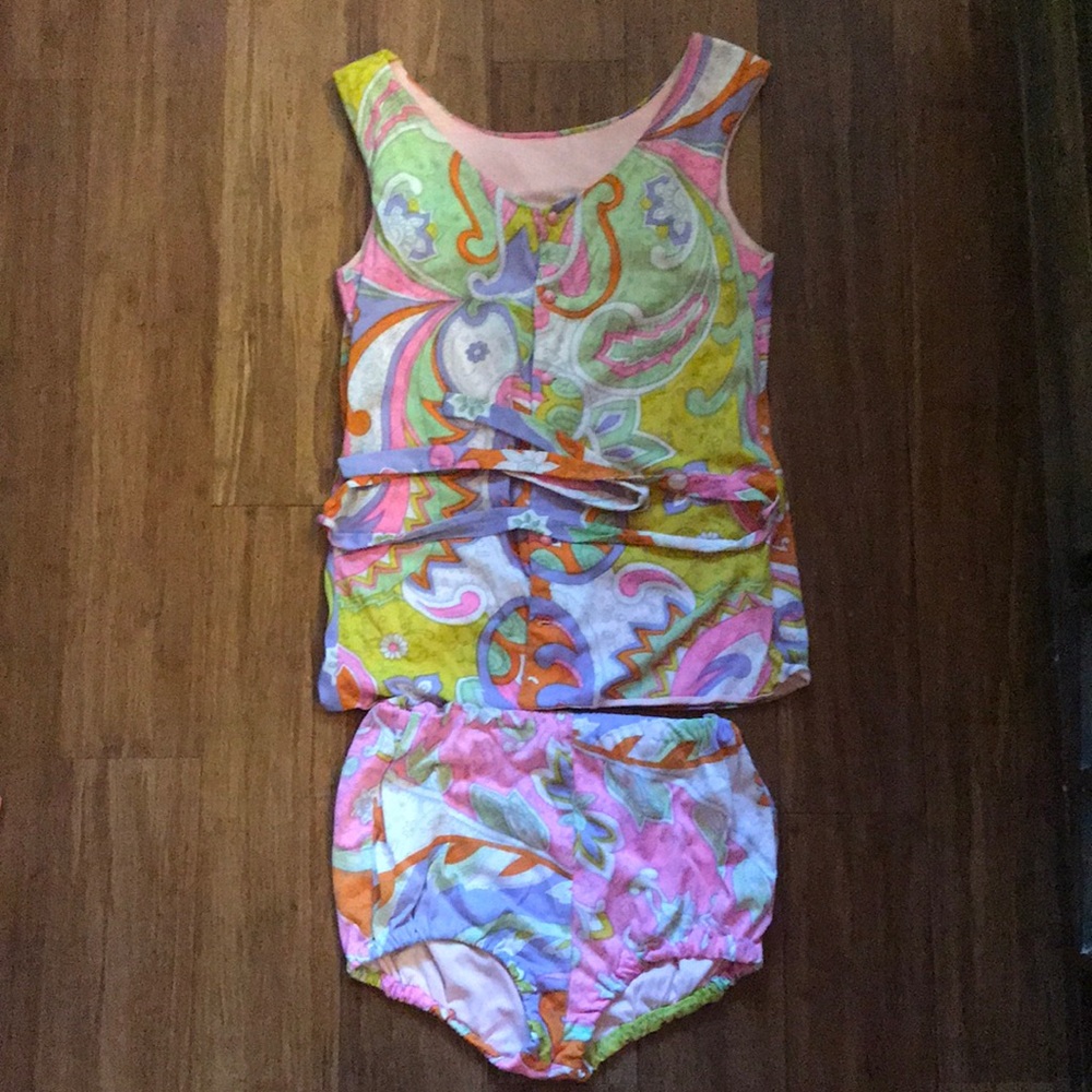 60s swim suit psychedelic two piece